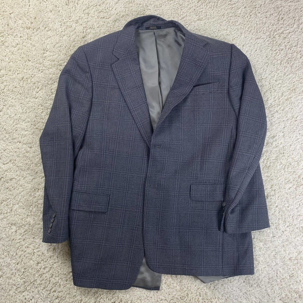 Hart Schaffner Marx Mens Recent Gray Striped Wool 2 Piece Suit Xtra Larg Pleated